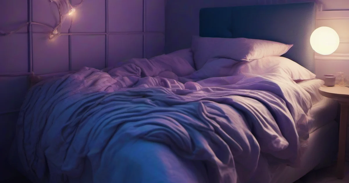 Peaceful bedroom scene, evening light, sleeping person
