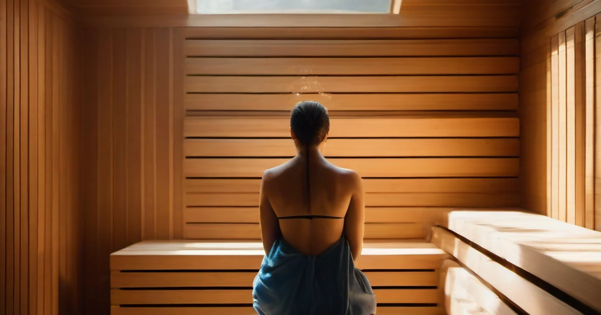 Sauna interior, steam, peaceful person