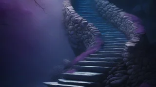 Stone staircase descending into darkness