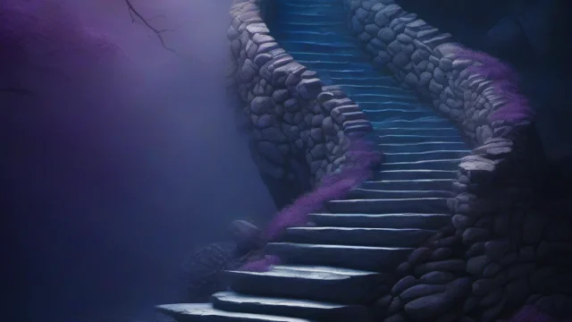 Stone staircase descending into darkness