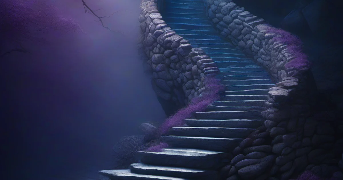 Stone staircase descending into darkness
