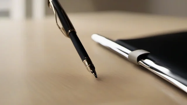 Clean desk with pen