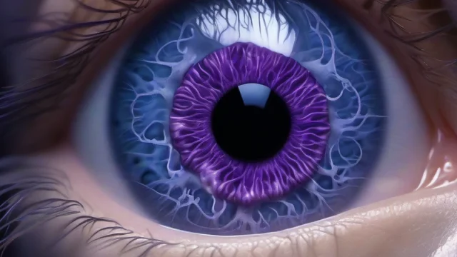 Serene eye reflecting digital light, representing AI fatigue and brain rest.